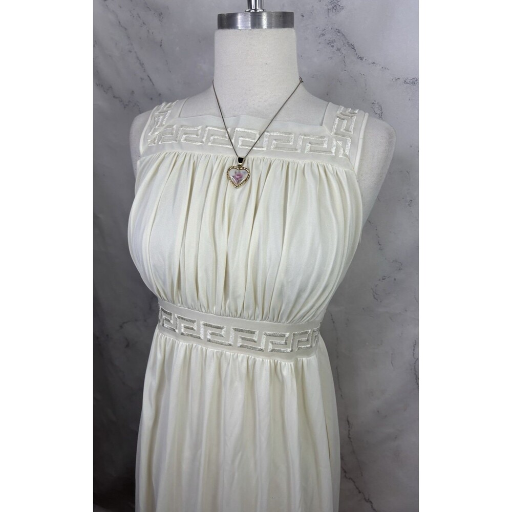 Vintage Grecian Goddess Nightgown Dress White Empire Waist Long Maxi 36 S Bride - Picture 3 of 16